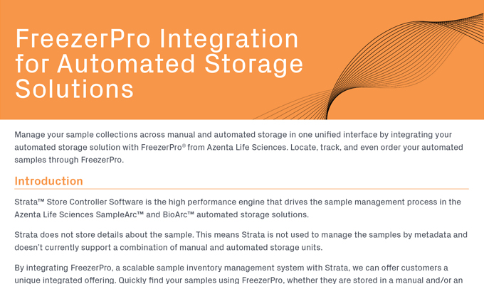 FreezerPro Integration for Automated Storage Solutions