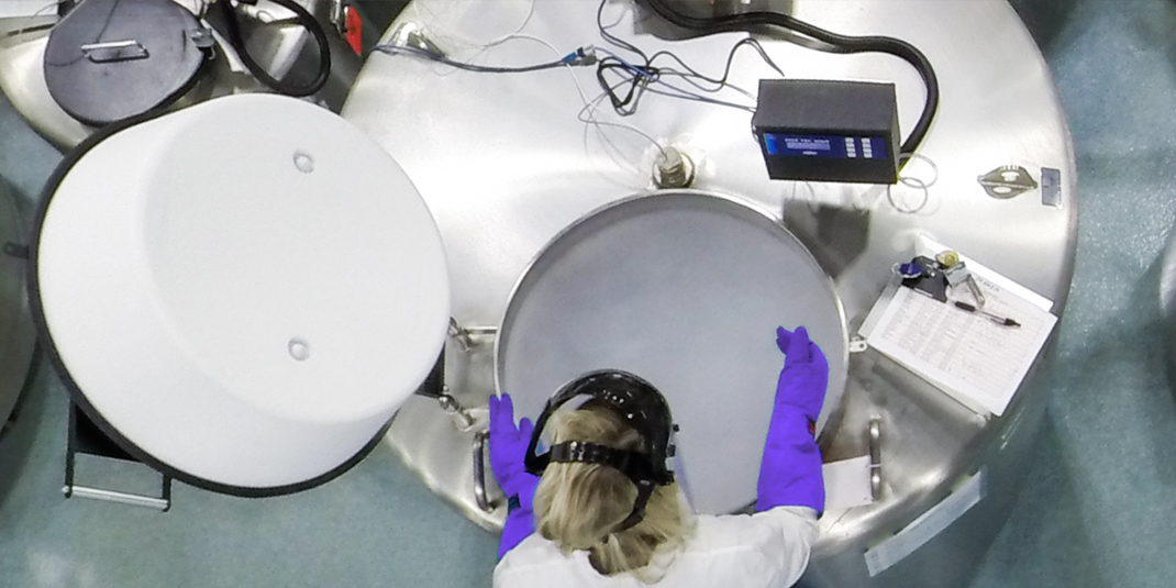 Technician in LN2 freezer farm