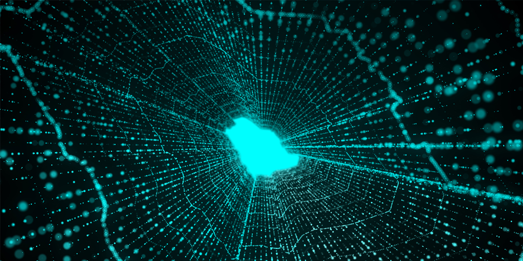 Abstract representation - neon blue lines forming a network