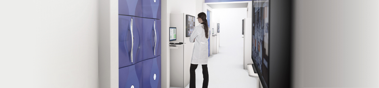 Automated Sample Storage - Lab Tech Inspecting Screen